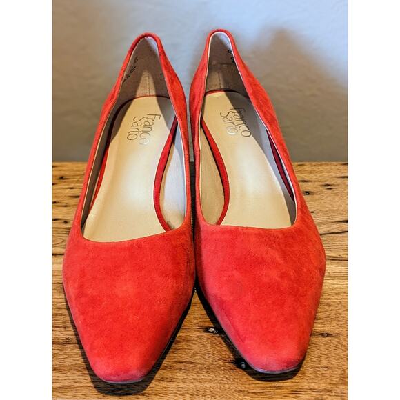 Franco Sarto Red Suede Leather Pump 2.25" Heel Womens Sz 8.5 - Picture 2 of 12